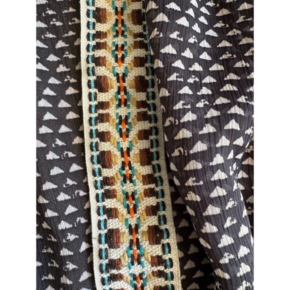 Xhilaration Open Front Kimono Beach Cover Up Print Fringe Hem Embroidery S‎ Blue - Picture 5 of 9